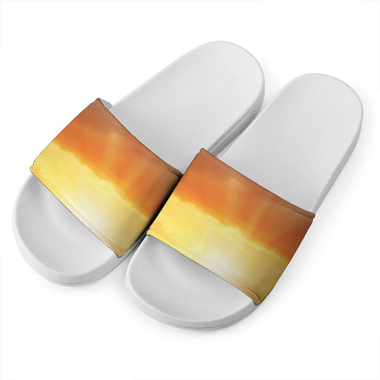 Sunrise Road Print White Slide Sandals