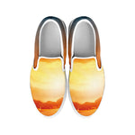 Sunrise Road Print White Slip On Shoes