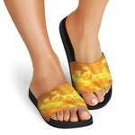 Sunrise Sky Print Black Slide Sandals