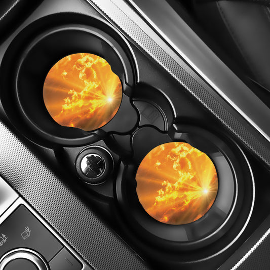Sunrise Sky Print Car Coasters
