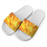 Sunrise Sky Print White Slide Sandals