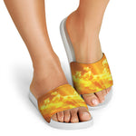 Sunrise Sky Print White Slide Sandals