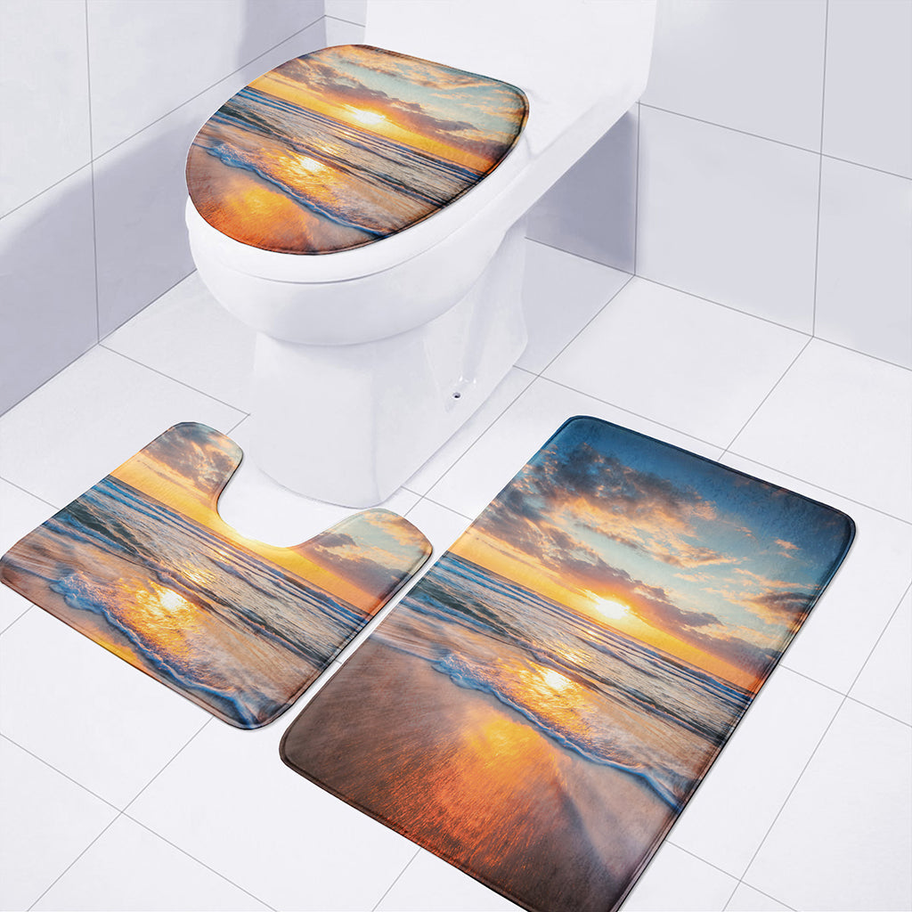 Sunrise Wave Print 3 Piece Bath Mat Set