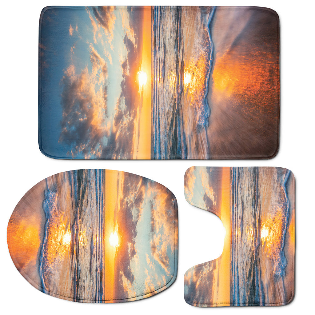 Sunrise Wave Print 3 Piece Bath Mat Set