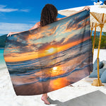 Sunrise Wave Print Beach Sarong Wrap
