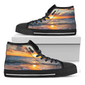 Sunrise Wave Print Black High Top Sneakers