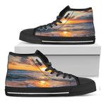 Sunrise Wave Print Black High Top Shoes