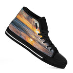 Sunrise Wave Print Black High Top Shoes