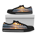 Sunrise Wave Print Black Low Top Sneakers