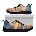 Sunrise Wave Print Black Running Shoes