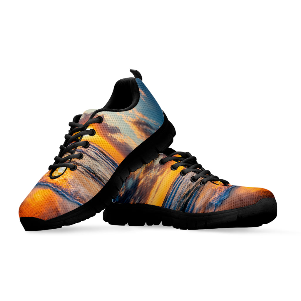 Sunrise Wave Print Black Sneakers