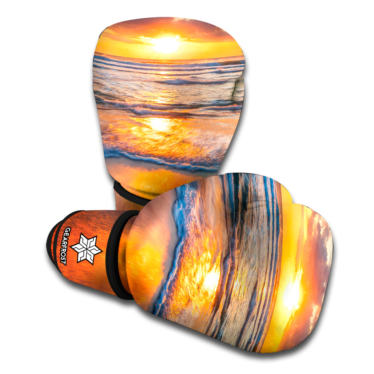 Sunrise Wave Print Boxing Gloves