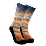 Sunrise Wave Print Crew Socks