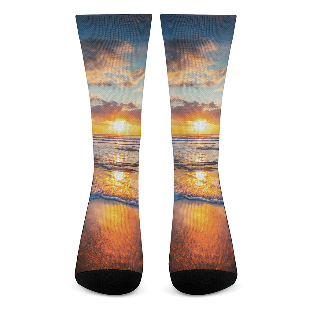 Sunrise Wave Print Crew Socks