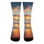 Sunrise Wave Print Crew Socks