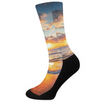 Sunrise Wave Print Crew Socks