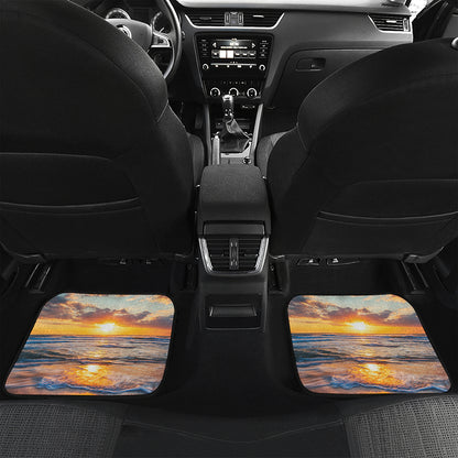 Sunrise Wave Print Front and Back Car Floor Mats