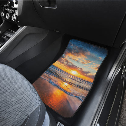 Sunrise Wave Print Front and Back Car Floor Mats