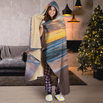 Sunrise Wave Print Hooded Blanket