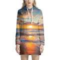 Sunrise Wave Print Pullover Hoodie Dress
