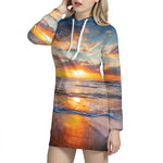 Sunrise Wave Print Hoodie Dress