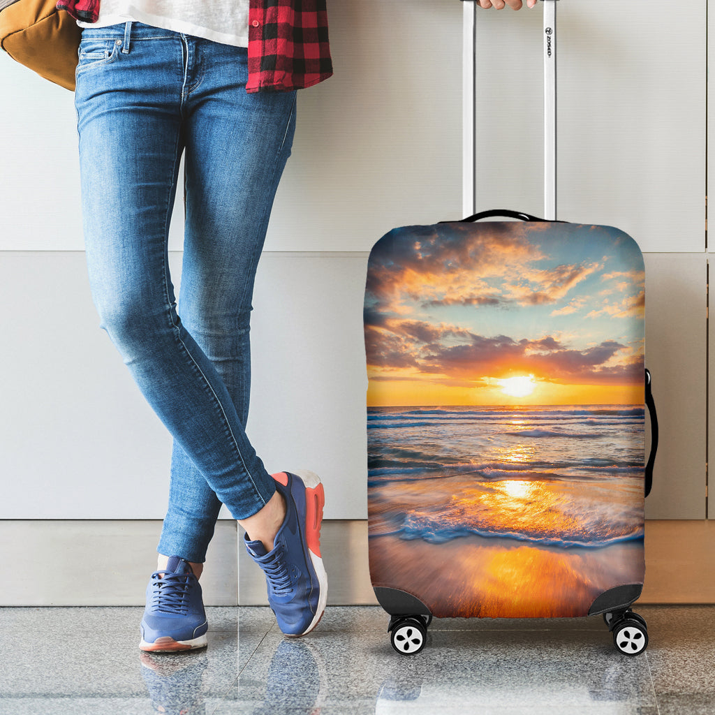 Sunrise Wave Print Luggage Cover
