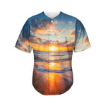 Sunrise Wave Print Men's Baseball Jersey