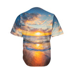 Sunrise Wave Print Men's Baseball Jersey