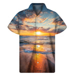 Sunrise Wave Print Men's Short Sleeve Shirt