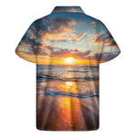 Sunrise Wave Print Men's Short Sleeve Shirt