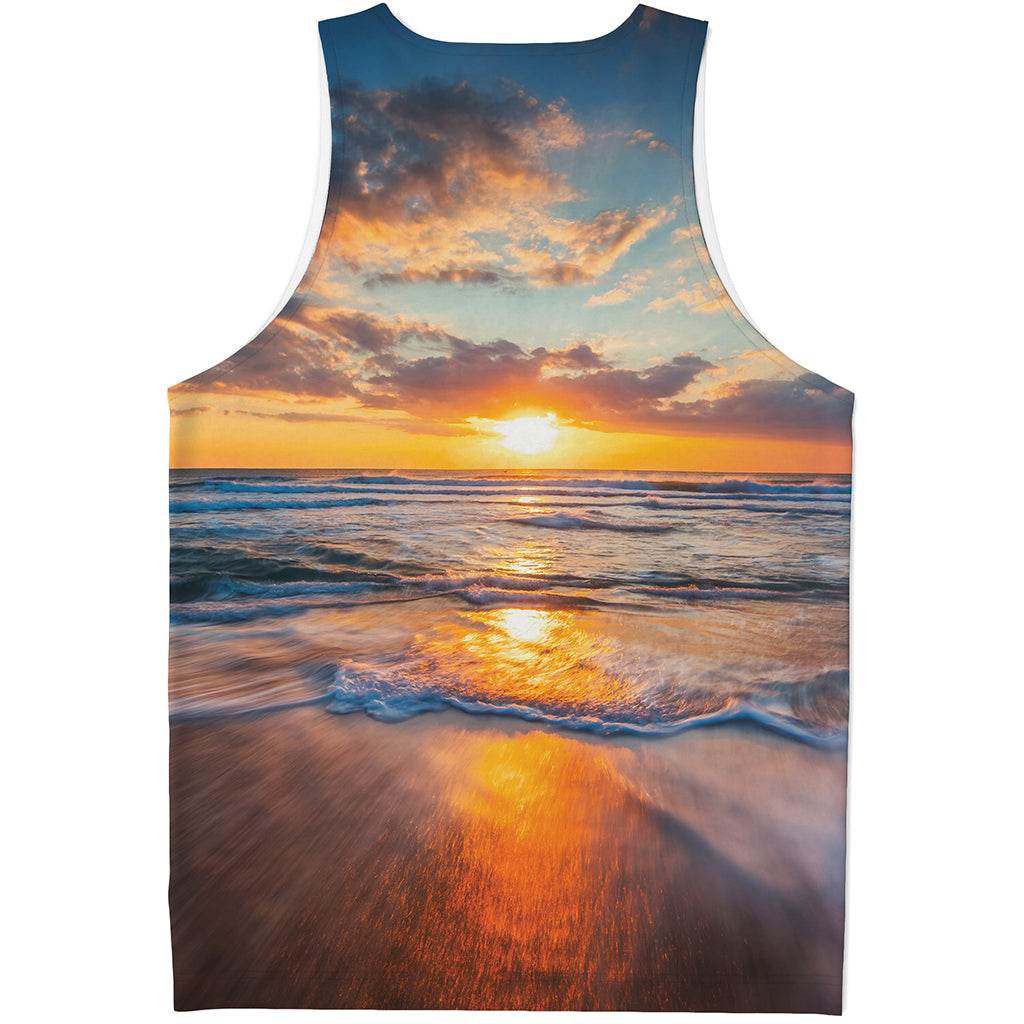 Sunrise Wave Print Men's Tank Top