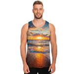Sunrise Wave Print Men's Tank Top