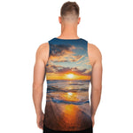 Sunrise Wave Print Men's Tank Top
