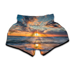 Sunrise Wave Print Muay Thai Boxing Shorts