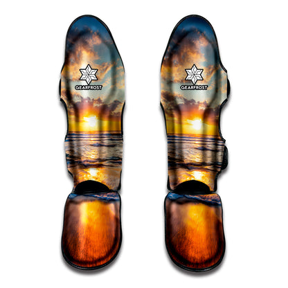 Sunrise Wave Print Muay Thai Shin Guard