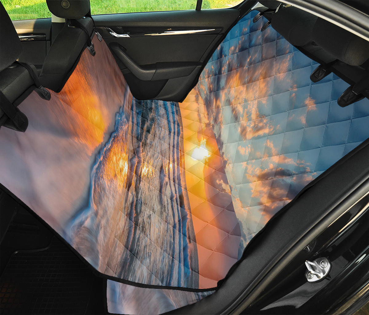 Sunrise Wave Print Pet Car Back Seat Cover