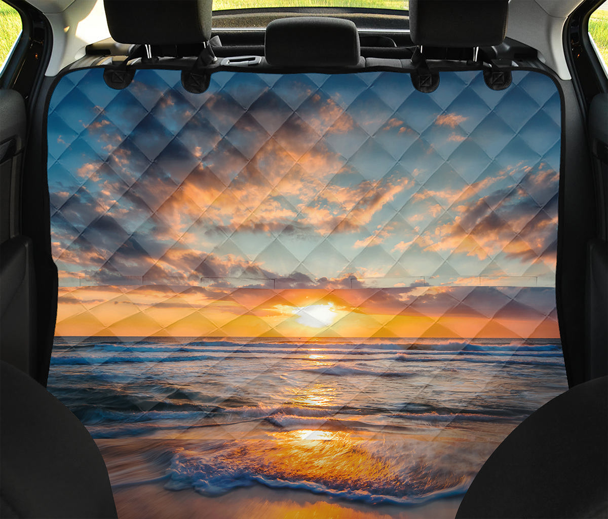 Sunrise Wave Print Pet Car Back Seat Cover