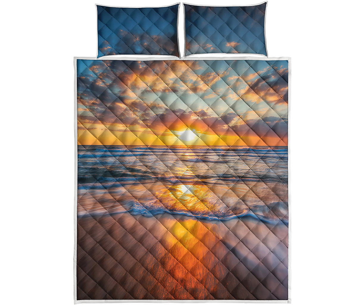 Sunrise Wave Print Quilt Bed Set