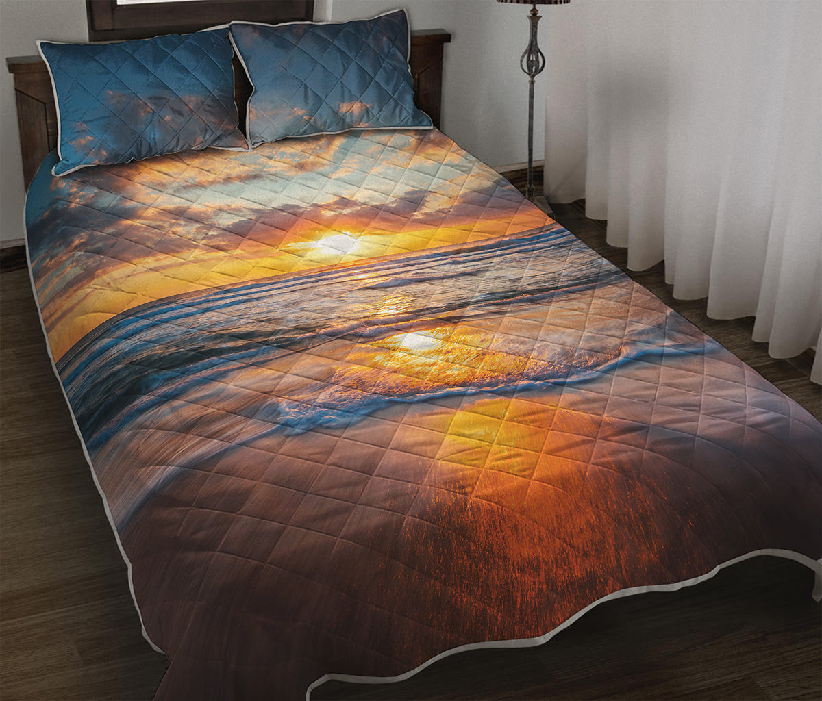 Sunrise Wave Print Quilt Bed Set