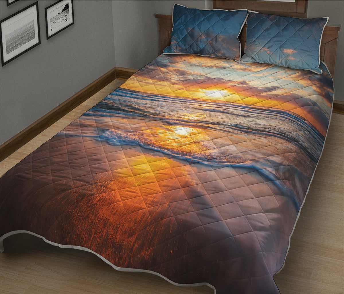 Sunrise Wave Print Quilt Bed Set