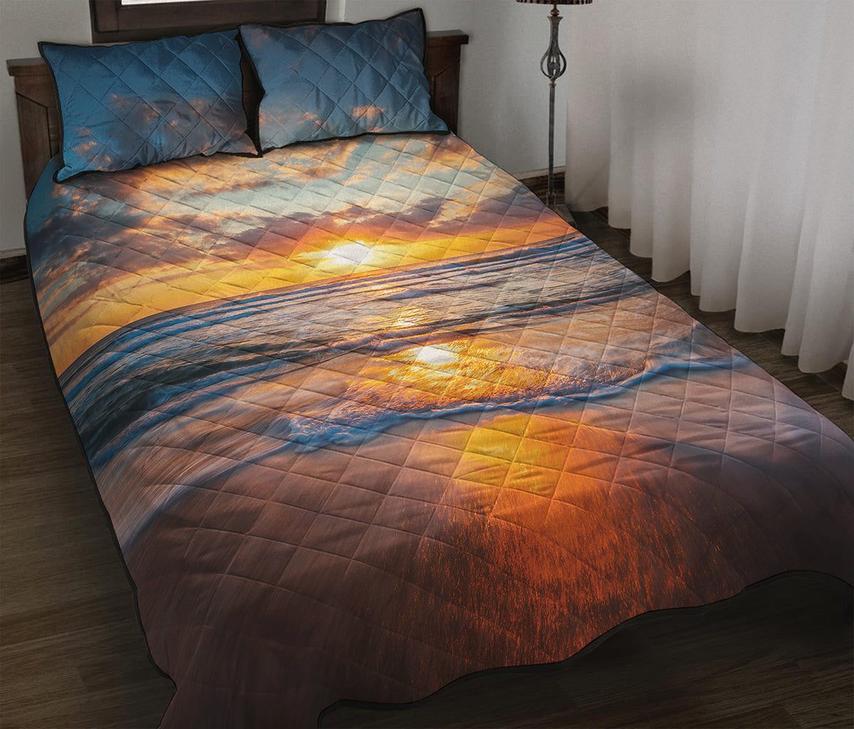Sunrise Wave Print Quilt Bed Set
