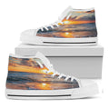 Sunrise Wave Print White High Top Sneakers