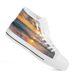 Sunrise Wave Print White High Top Shoes