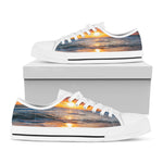 Sunrise Wave Print White Low Top Shoes