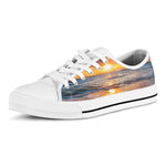 Sunrise Wave Print White Low Top Shoes