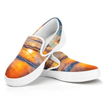 Sunrise Wave Print White Slip On Shoes