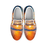 Sunrise Wave Print White Slip On Shoes