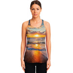 Sunrise Wave Print Women's Racerback Tank Top