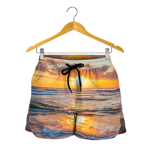 Sunrise Wave Print Women's Shorts