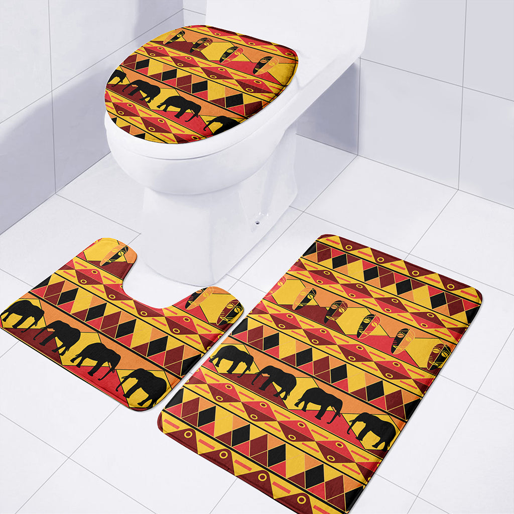 Sunset African Tribal Pattern Print 3 Piece Bath Mat Set